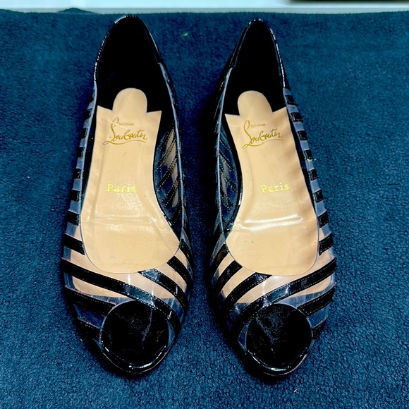 CHRISTIAN LOUBOUTIN PVC Specchio Black patent Leather and Clear stripes - Picture 1 of 7
